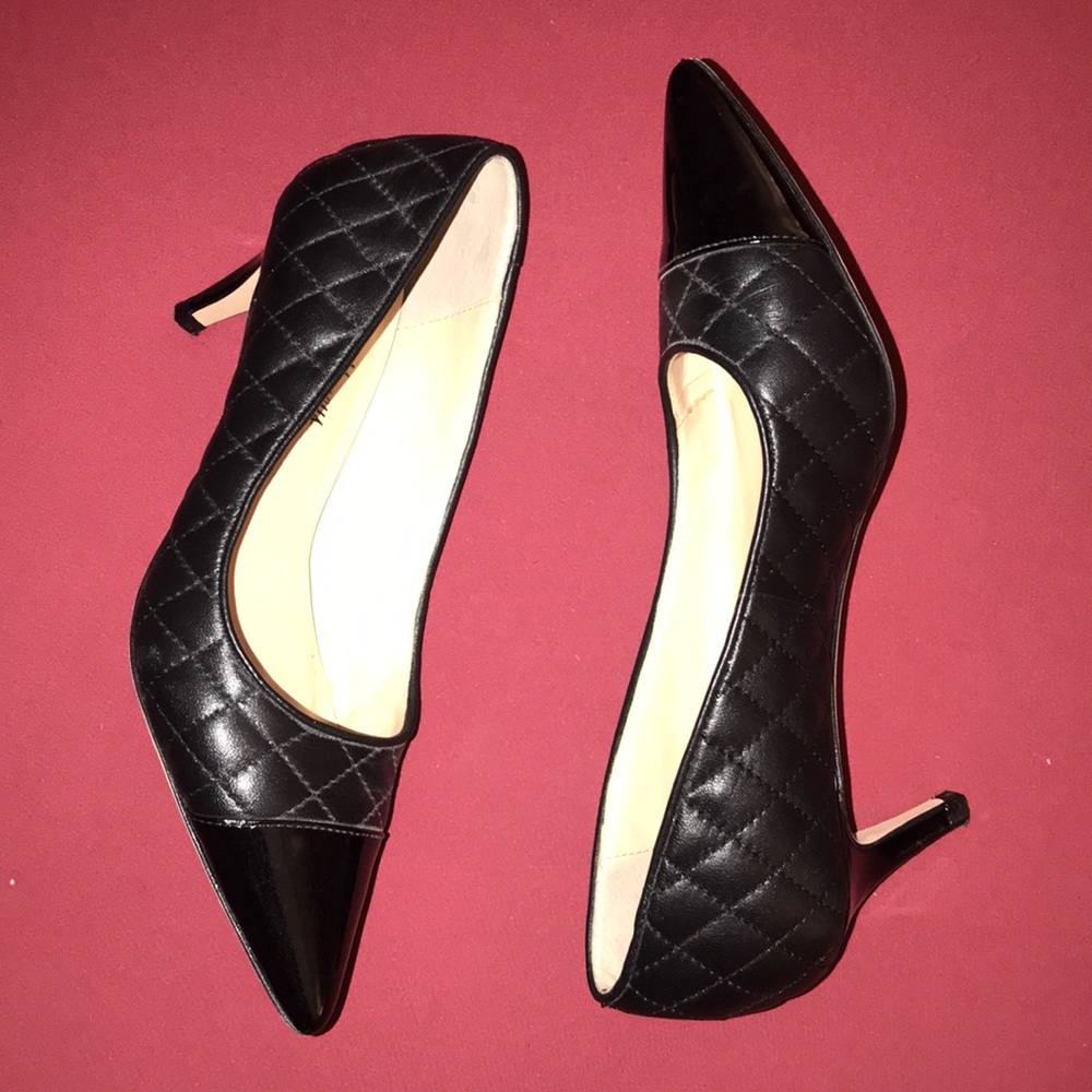 Neiman Marcus Black quilted leather pump.